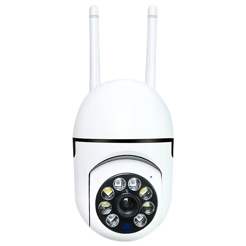 White security camera with antennas on a white background
