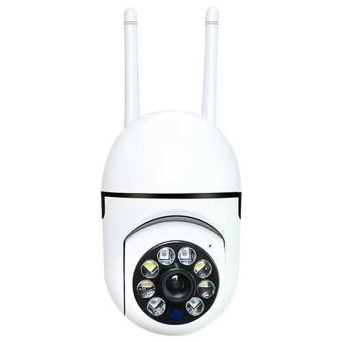 White security camera with antennas on a white background