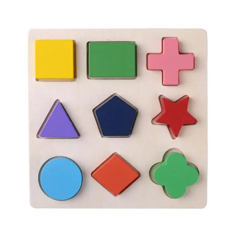 Colorful geometric shape puzzle on a white background