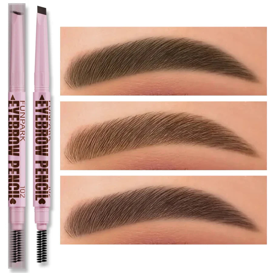Eyebrow pencil with application examples on skin