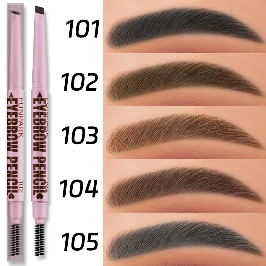 Eyebrow pencil with color swatches on a beige background