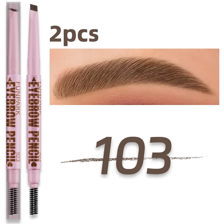 Two eyebrow pencils with a close-up of an eyebrow and the color code 103.