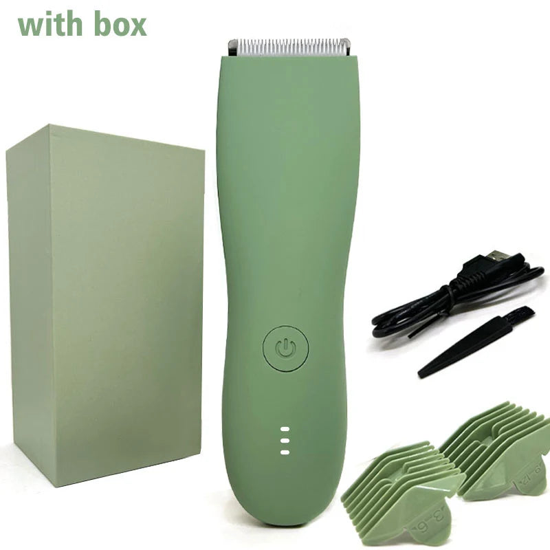 Green electronic device with attachments and packaging on a white background