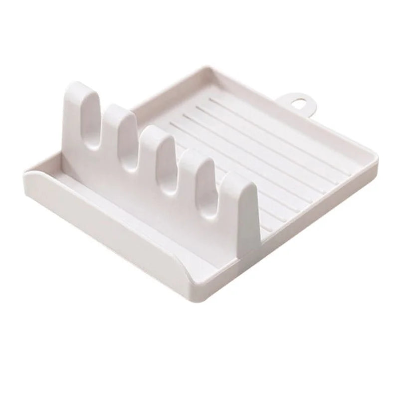 White dish rack with cutlery holder on a white background