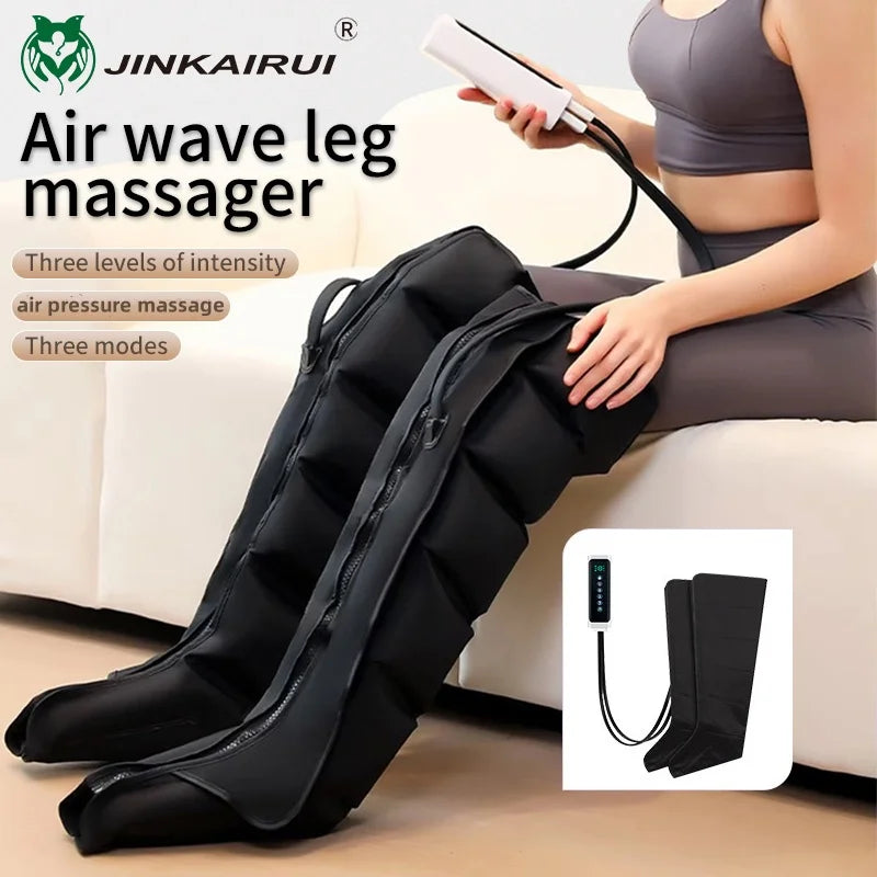 JINKAIRUI air wave leg massager with a person using it on a couch.