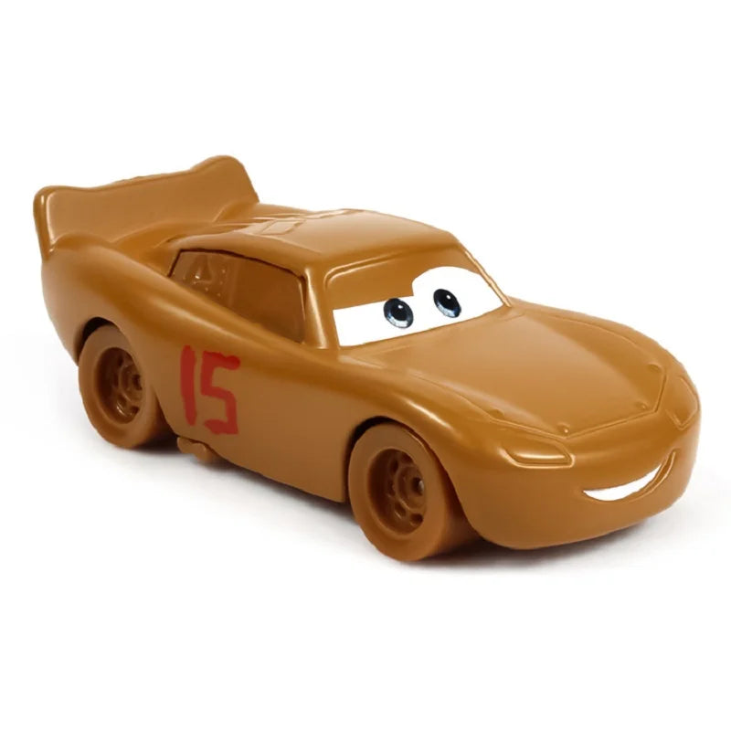 Toy car with a face and number 15 on a white background