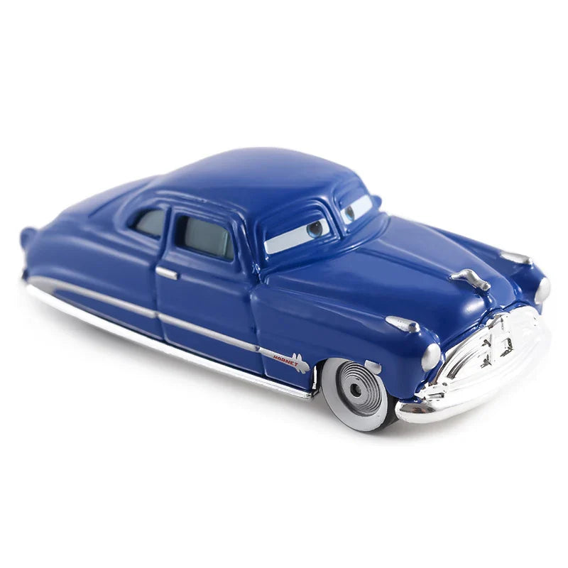 Blue toy car with a white background