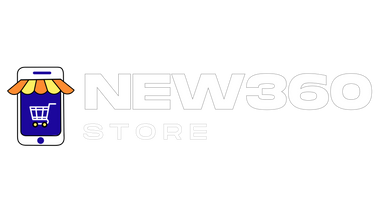 Logo of NEW360 Store with a smartphone and shopping cart icon on a white background Promotional Prices Under 15 euros products