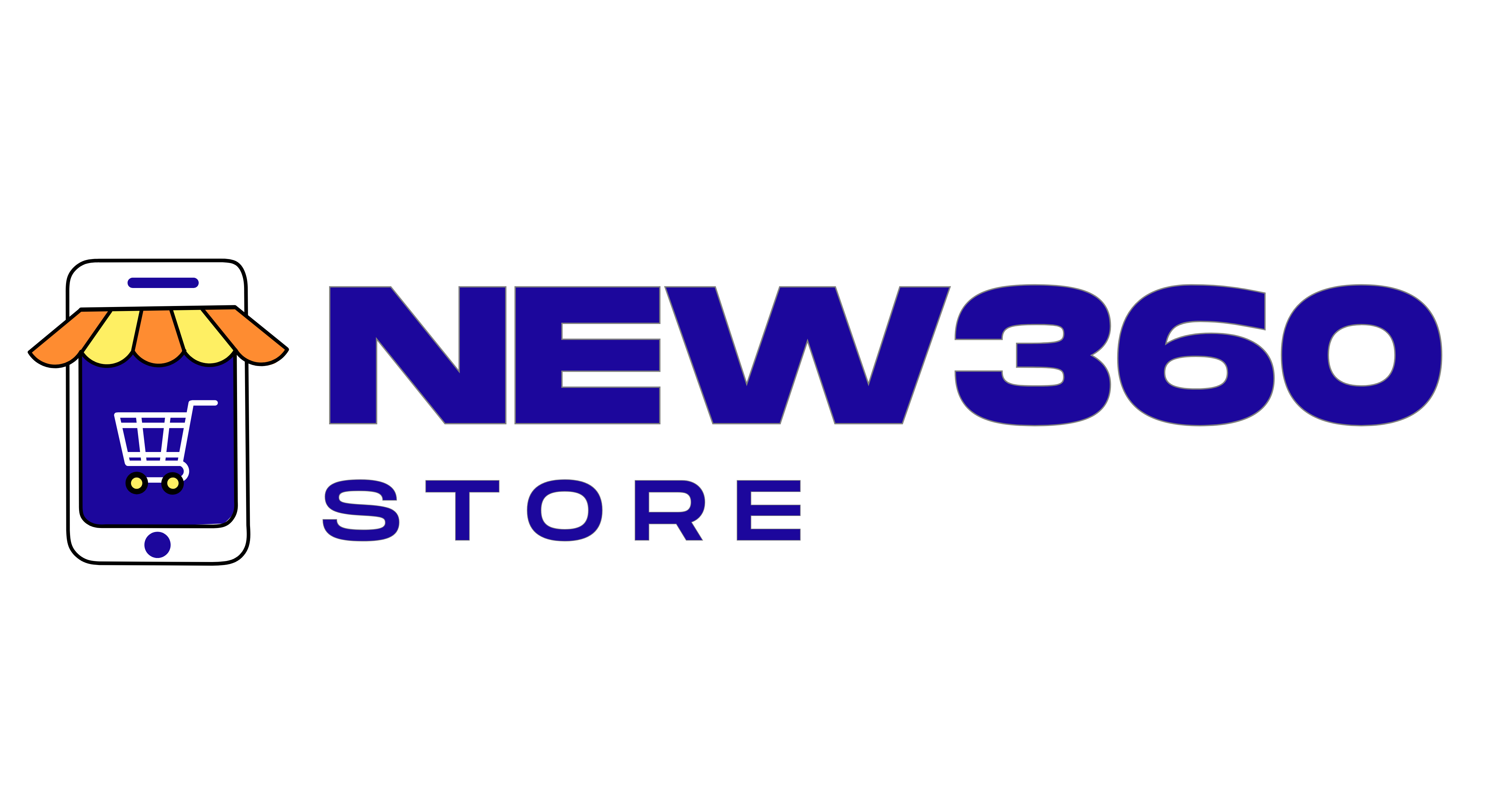 Logo of NEW360 Store with a smartphone icon on a white background