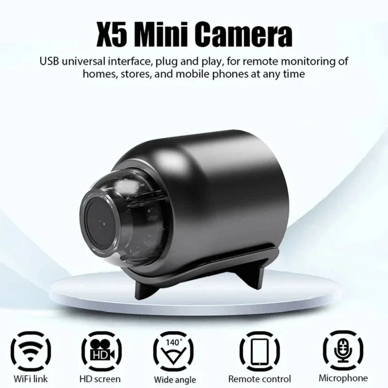X5 Mini Camera with features listed on a white background
