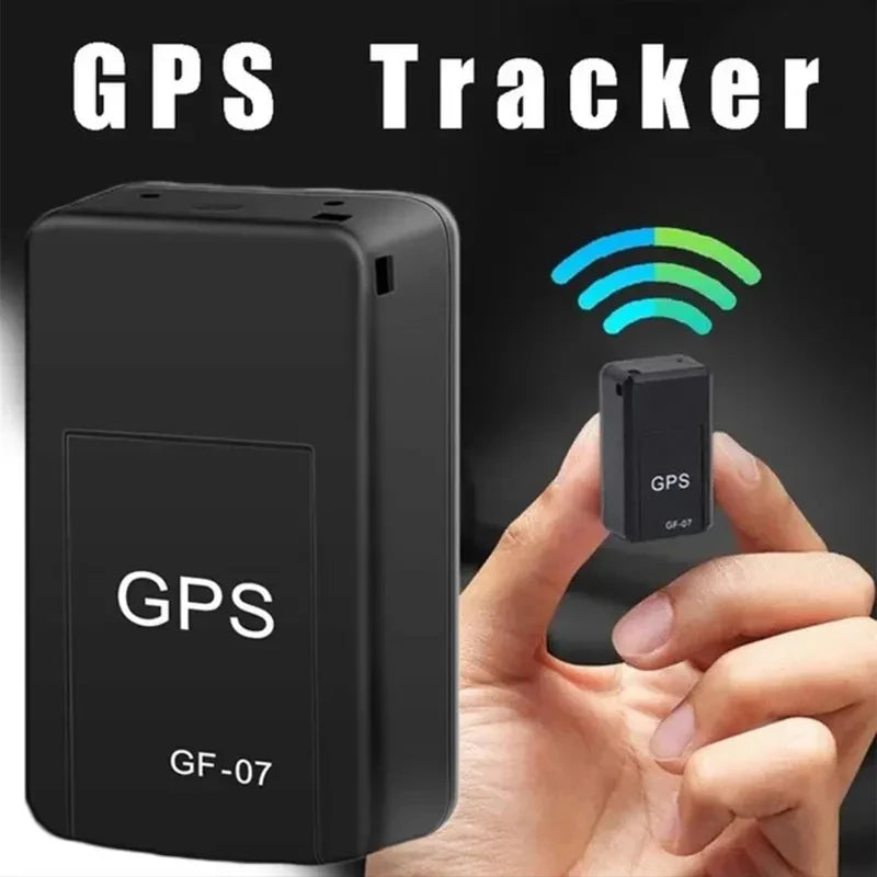 GPS tracker device with 'GF-07' on a black background