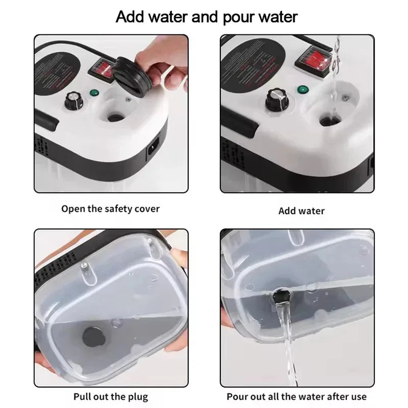 Step-by-step instructions on how to use a water dispenser with images of each step.