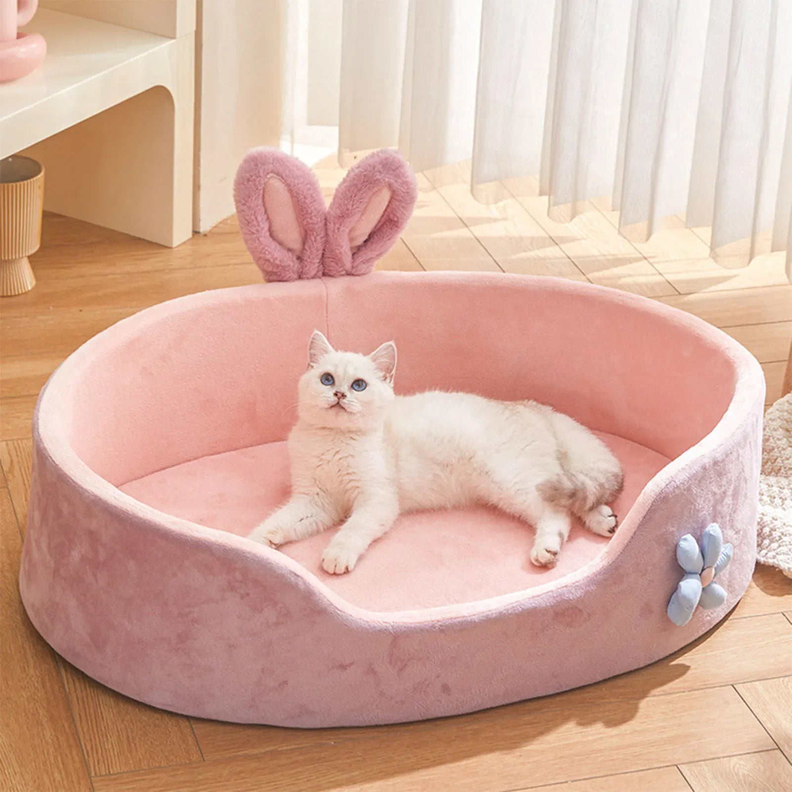 Detachable Pet Bed: Machine Washable Cover & All-Season Use