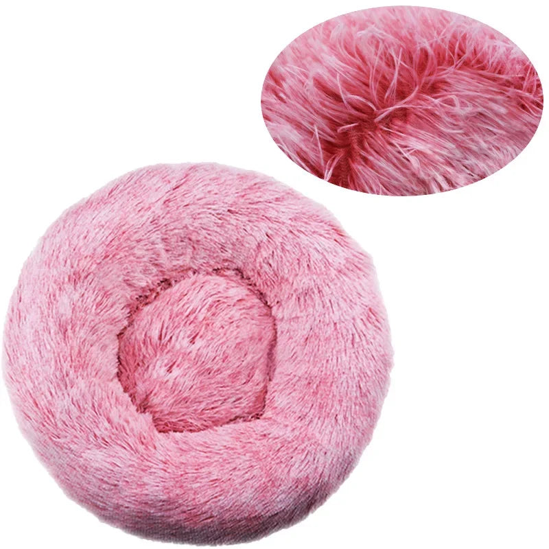 Calming Dog Bed: Round Plush Doughnut Cuddler 40-90cm