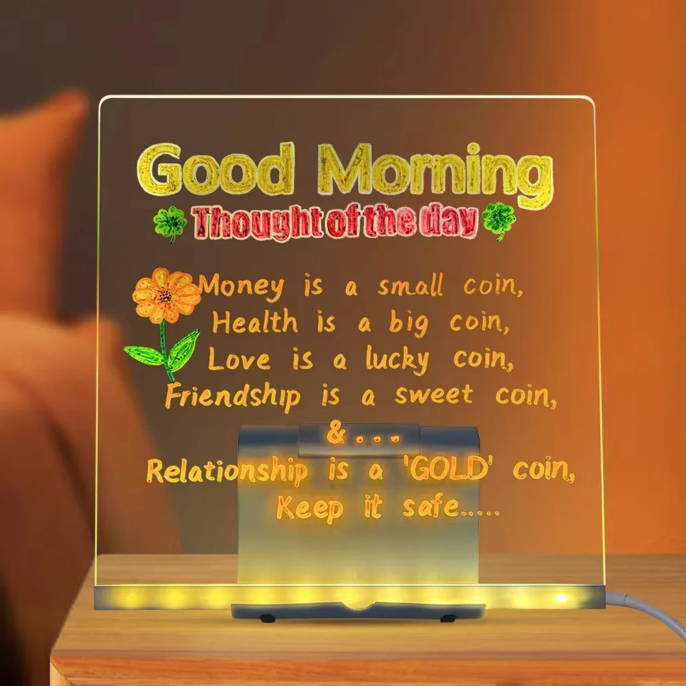 LED Note Board: Erasable Acrylic Dry Erase & Night Light