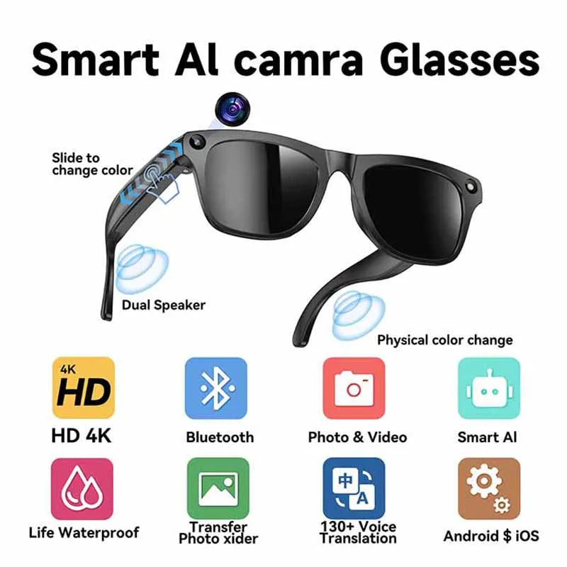 Smart Glasses: 4K AI Camera & Electrochromic Technology