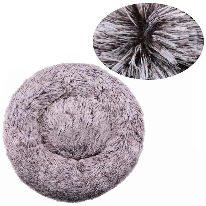 Calming Dog Bed: Round Plush Doughnut Cuddler 40-90cm