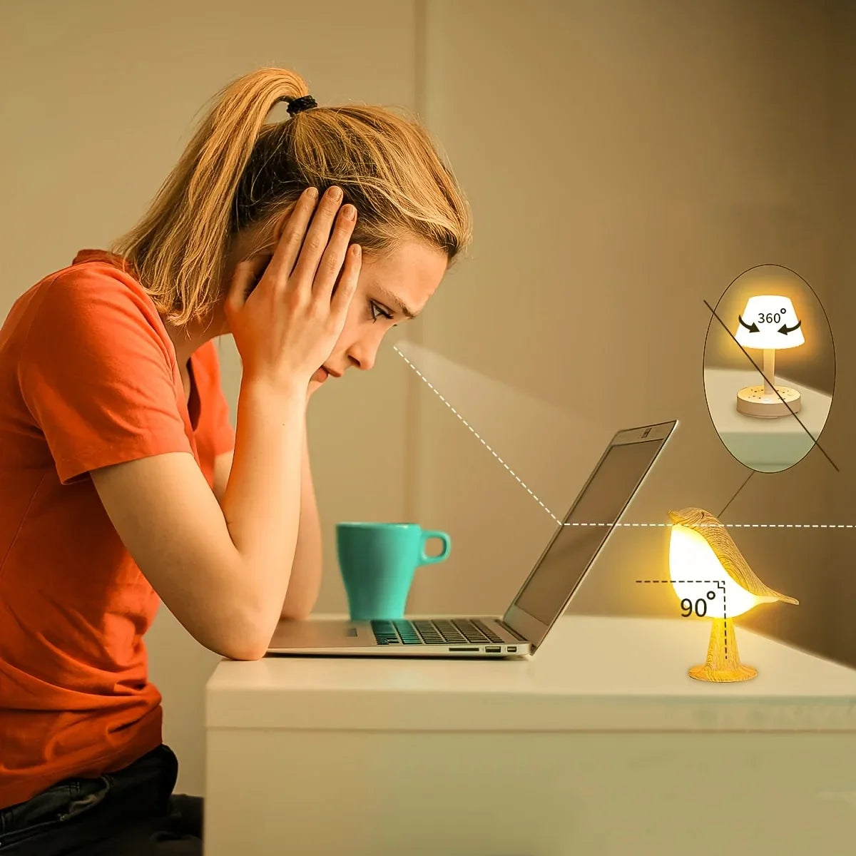 Bird Lamp: Art Deco LED, Cordless & Touch Dimmable