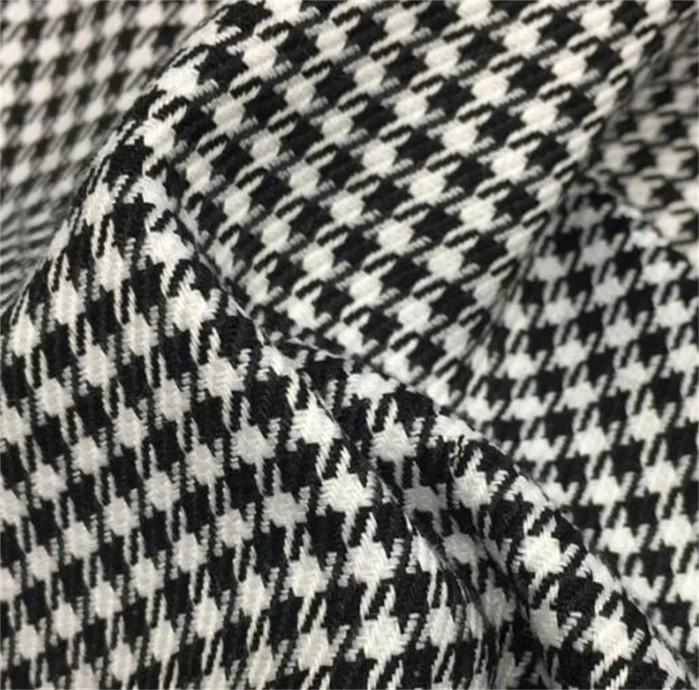Houndstooth Woolen Coat: Peak Lapel Long Blazer for Events