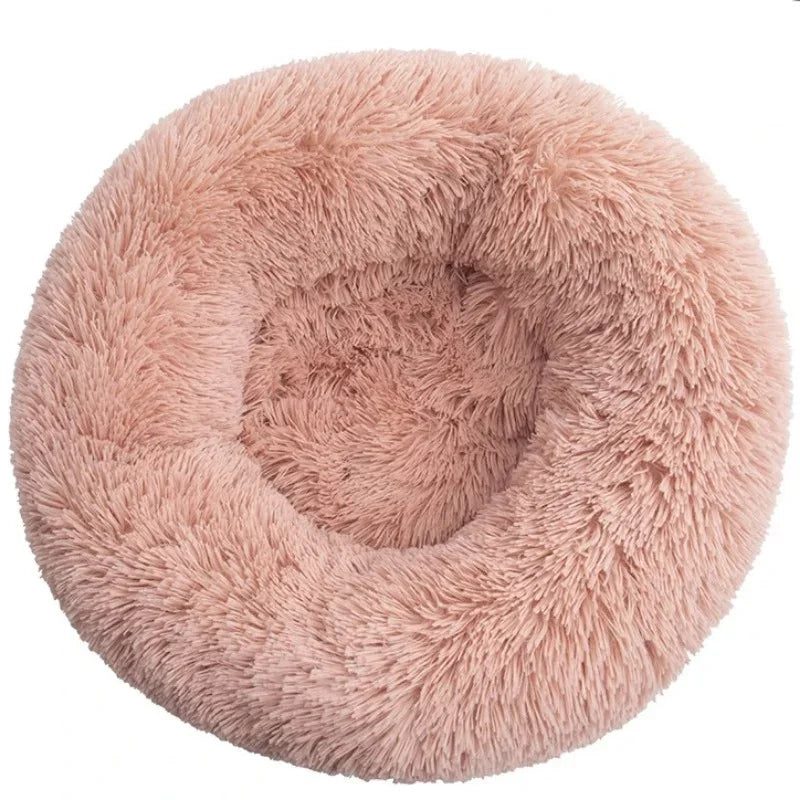 Calming Dog Bed: Round Plush Doughnut Cuddler 40-90cm