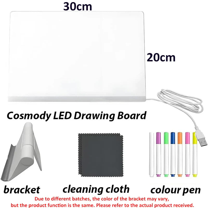 LED Note Board: Erasable Acrylic Dry Erase & Night Light
