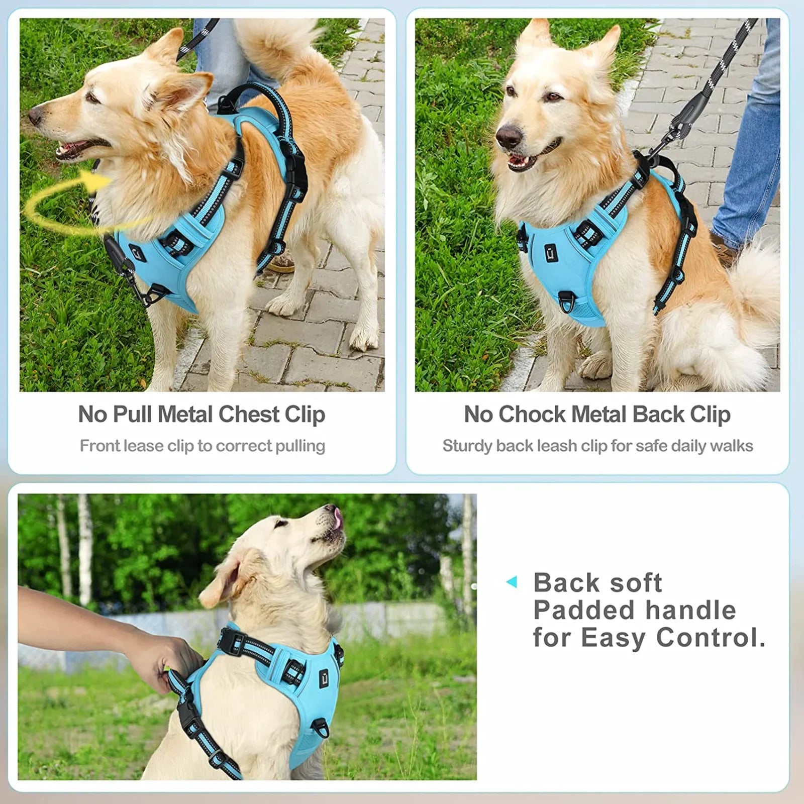 No Pull Dog Harness: Padded Vest with Easy Control Handle