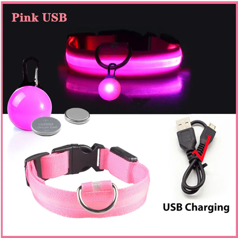 Glowing Dog Collar: USB Luxury Pendant for Pet Safety