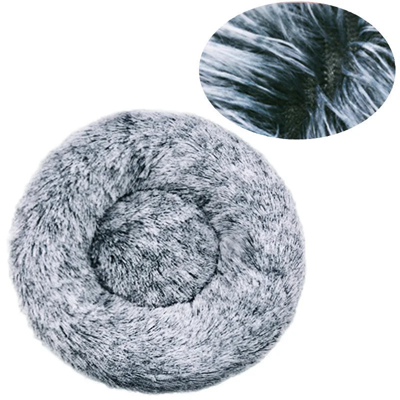 Calming Dog Bed: Round Plush Doughnut Cuddler 40-90cm
