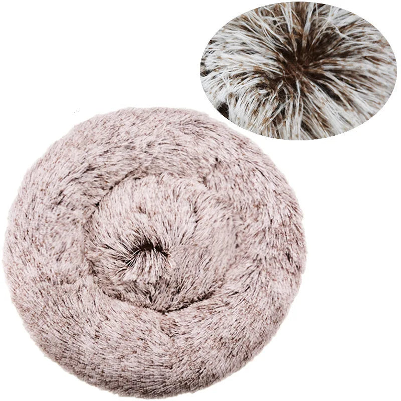 Calming Dog Bed: Round Plush Doughnut Cuddler 40-90cm