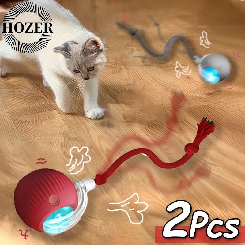 Smart Cat Toy Ball: 2pk Rechargeable Self-Moving Prey