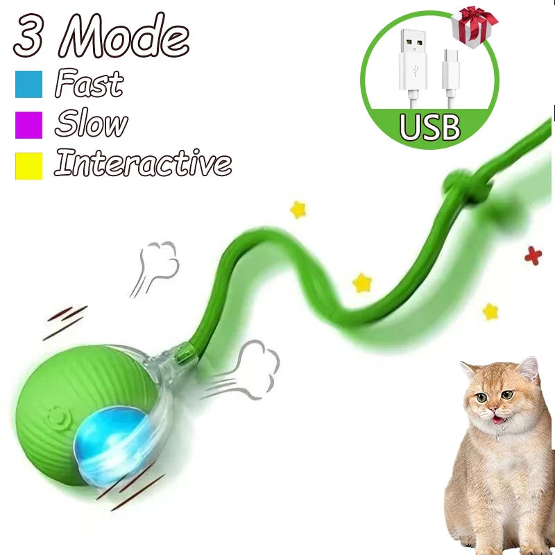 Smart Cat Toy Ball: 2pk Rechargeable Self-Moving Prey