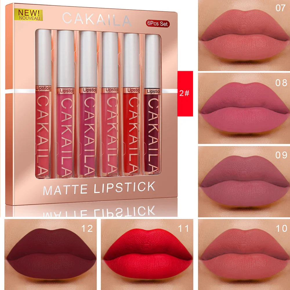 The CAKAILA Velvet Luxe Collection: 6-Piece Matte Liquid Lip Set