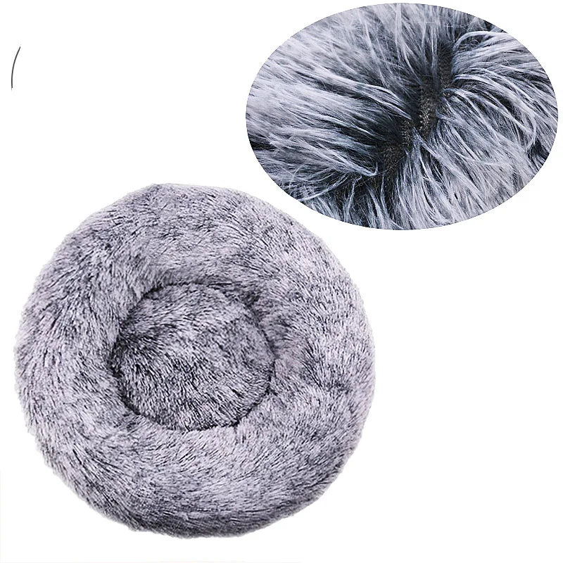 Calming Dog Bed: Round Plush Doughnut Cuddler 40-90cm