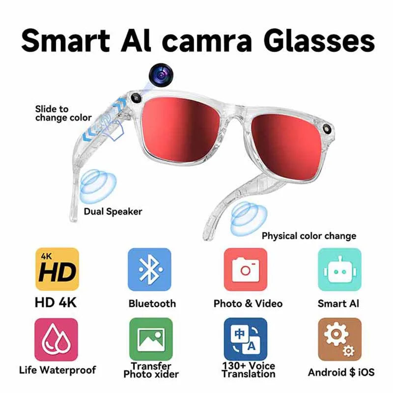 Smart Glasses: 4K AI Camera & Electrochromic Technology