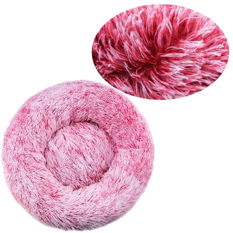 Calming Dog Bed: Round Plush Doughnut Cuddler 40-90cm