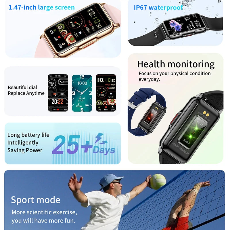 Smart Bracelet: 20+ Multi-Sport Interface & Heart Rate