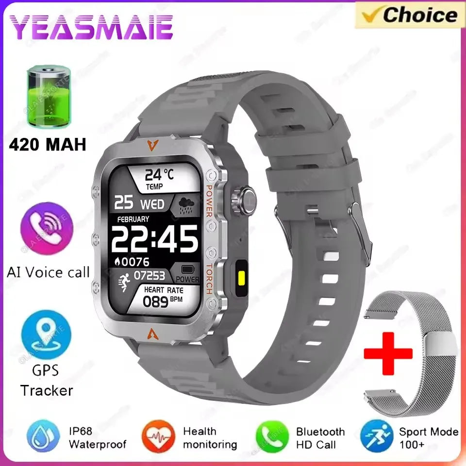 Smartwatch with features highlighted on a white background