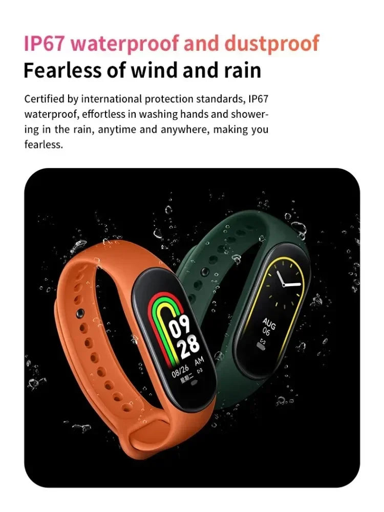 Two smartwatches with water resistance features on a black background
