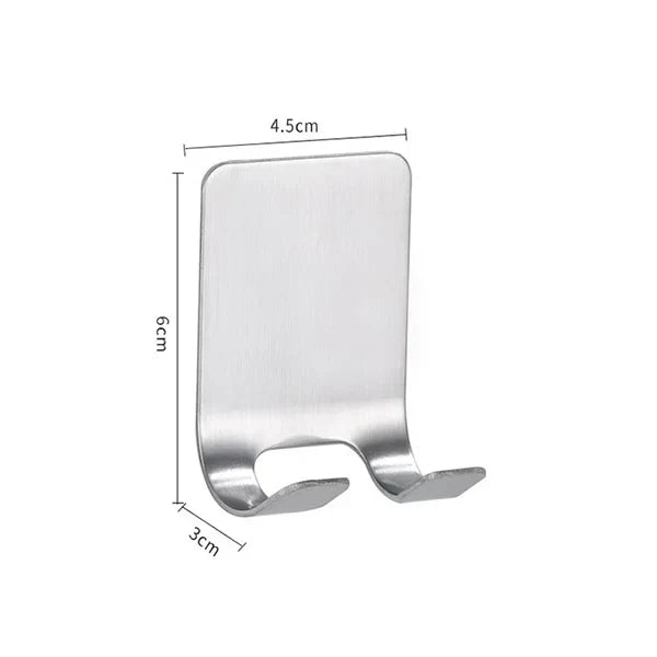 Metallic hook with dimensions on a white background