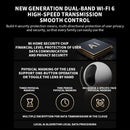 Advertisement for a security device with text about dual-band Wi-Fi 6, high-speed transmission, and privacy protection.