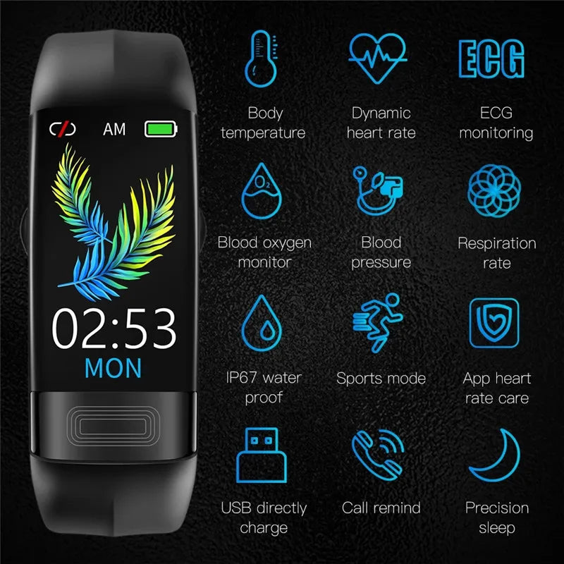 Smartwatch with health monitoring features on a dark background